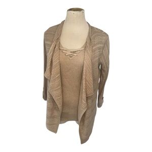 White House Black Market Shimmering Cardigan Sweater Set, Size Large